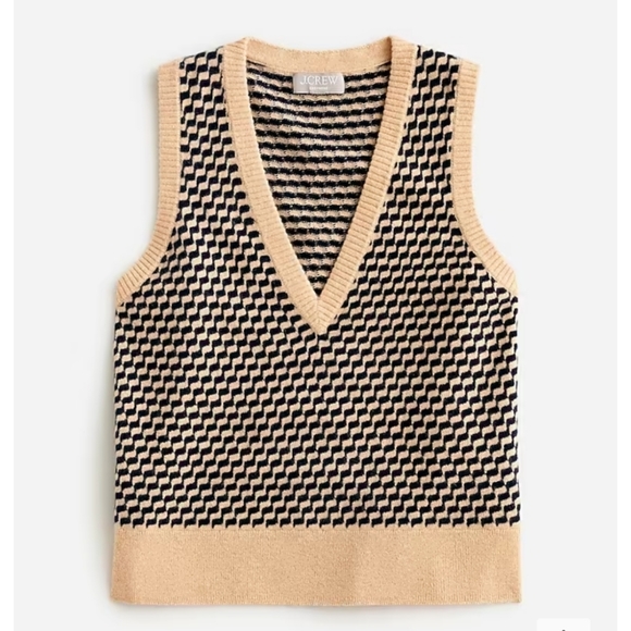 J.Crew Cashmere jacquard V-neck sweater-vest - Picture 4 of 10